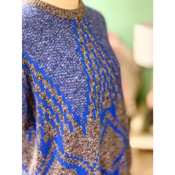 Vintage Fortune Knits, Inc Womens Blue Gray Knit Geometric Sweater Vest - Picture 4 of 8